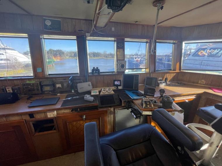 Wide view of the wheelhouse with windows on three sides