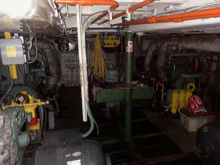 Auxiliary machinery and piping aboard the Stryker