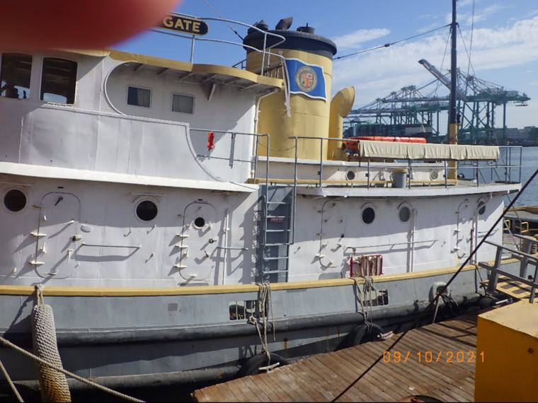 Profile view of the Stryker showing her tug hull and deckhouse